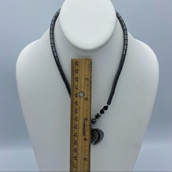 Hematite Hearts Pendant Beaded Statement Necklace - Picture 5 of 8